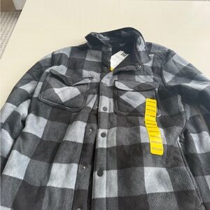 Lightweight Black & Gray Plaid Shirt Jacket